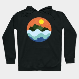 Minimalist Abstract Nature Art #18 Warm Waves and Mountains Hoodie